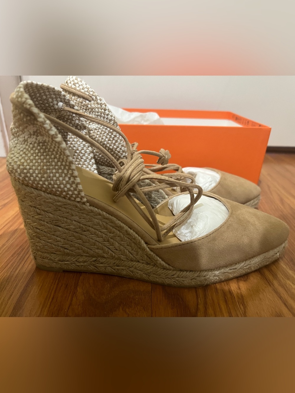 Castaner Tan Espadrille Wedge Lace-Up Sandals